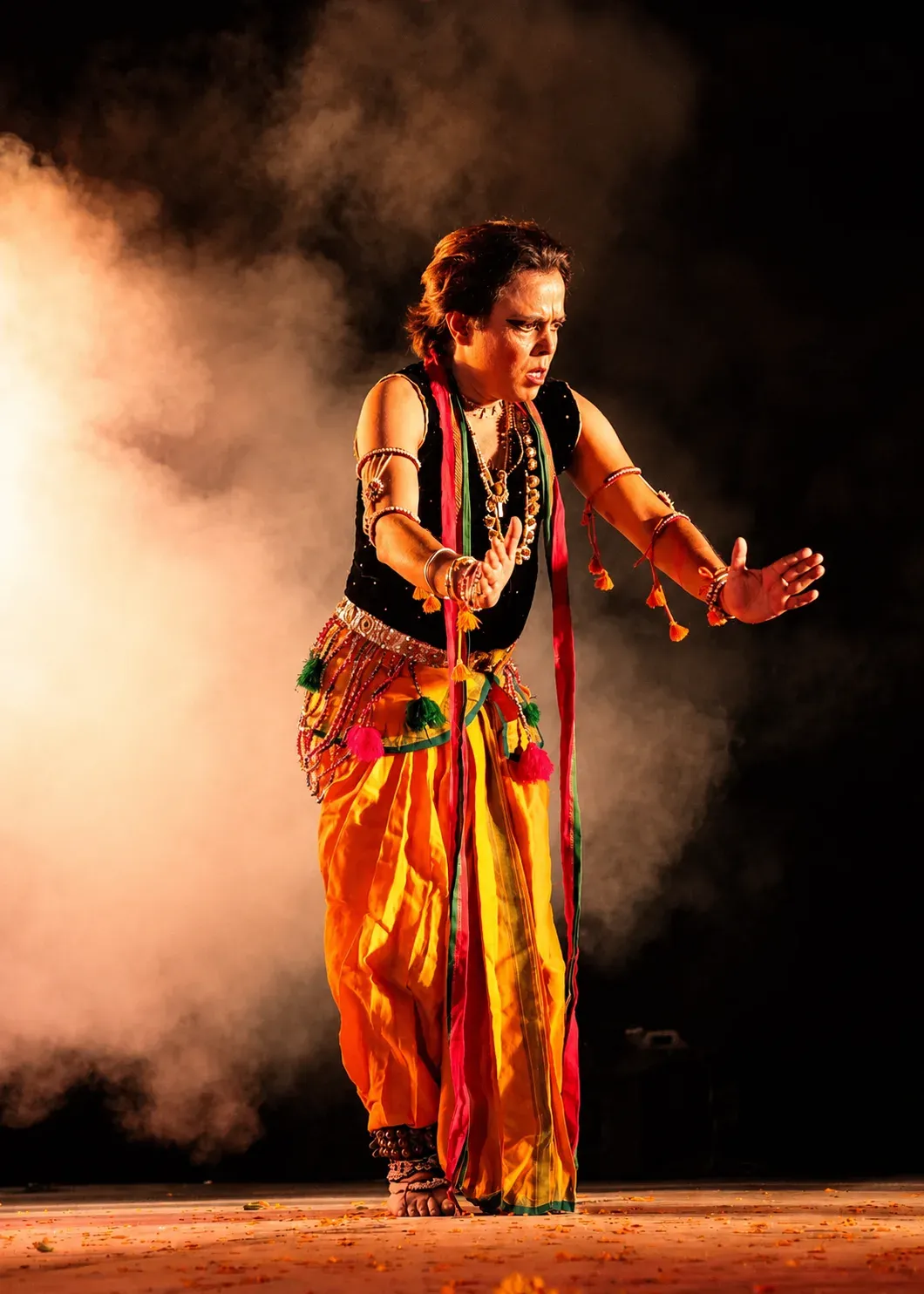 Sanjib in a dramatic Manipuri solo under stage light